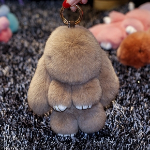 装 獭兔毛皮草小兔子挂件汽车钥匙包包挂饰 死毛绒兔正版