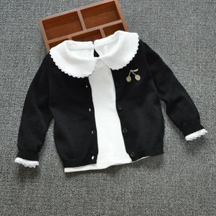 春秋小女童白色翻领打底衫 百搭上衣女宝宝衬衣全棉娃娃领婴儿长袖