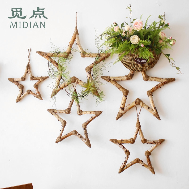觅点 白桦木手工创意五角星墙面壁挂装饰木质摆件门饰垂吊ZAKKA|ruв категории Домашний быт, роспись - от Buy2taobao.com для оказания профессиональной услуги покупки агента Taobao