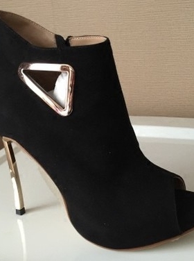 silla rulers 女鞋 凉鞋  鱼嘴 超高跟 走秀 黑色 玫红 三角扣