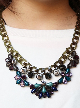 韩国进口高贵风糖果色多层项链