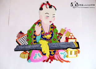 杨柳青年画娃娃款蔚县剪纸7 手工刻 宣纸染色 出国礼品 新年窗花