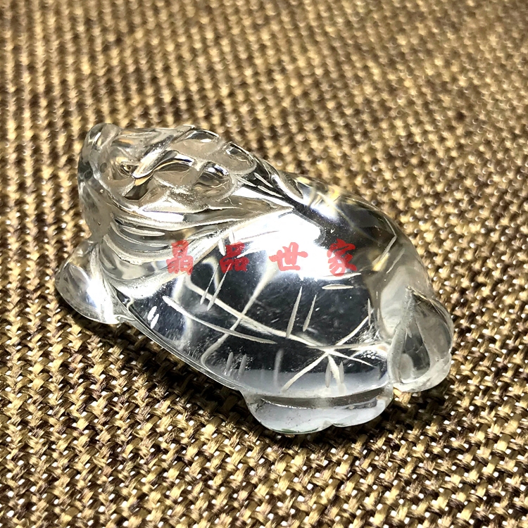 天然白水晶龙龟吊坠灵龟原石雕刻