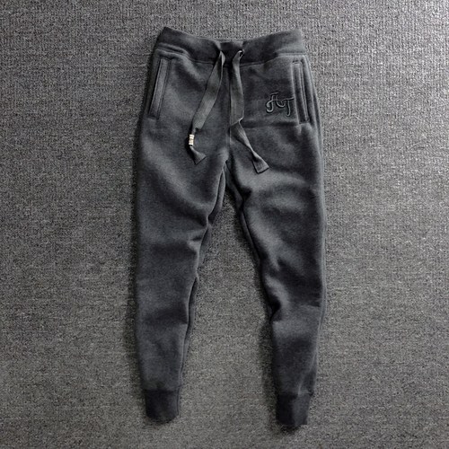 秋冬季束脚慢跑裤加绒加厚修身小脚男士卫裤精工刺绣休闲运动裤潮