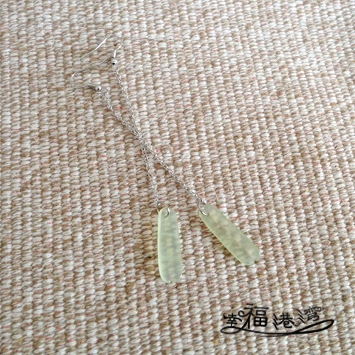 三生三世岫玉花瓣长款古风耳环女