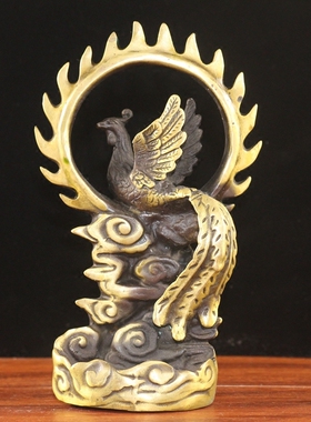 纯铜朱雀摆件四大神兽风水工艺品