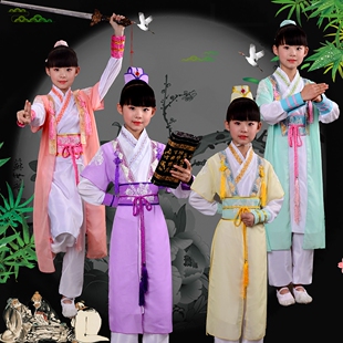 儿童国学演出服装古装书童装表演服幼儿游子吟舞蹈服三字经表演服