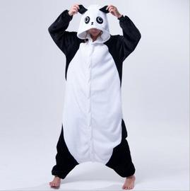 卡通情侣功夫熊猫动物连体，睡衣男女法兰绒家居服onesiekigurumi