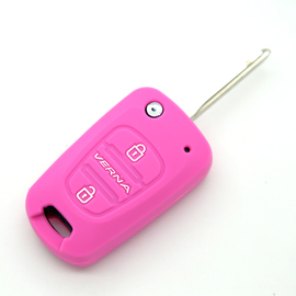 适用现代瑞纳折叠2键硅胶钥匙套瑞奕软胶锁匙包悦动遥控器保护套