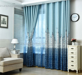 地中海成品窗帘卧室，遮光窗帘遮光布料客厅遮阳阳台定制