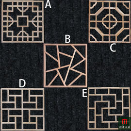 东阳木雕实木镂空花，窗格子中式仿古正方形榆木，松木花格玄关隔断
