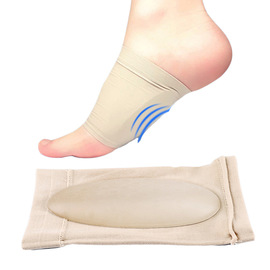 弹性绷带硅胶扁平足矫正鞋垫，足部矫形舒适按摩足心垫黑色足弓袜