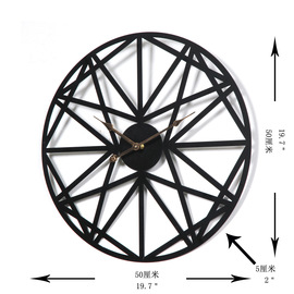 款产品个性，复古铁艺挂钟客厅家居，静音钟表多边形挂钟