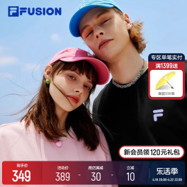 FILA FUSION斐乐潮牌情侣运动T恤2024年新夏宽松多彩纯棉上衣男女