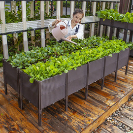 阳台种植箱加深加宽家庭种植蔬菜盆庭院花盆户外屋顶塑料种花槽