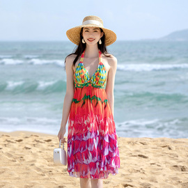 舒漫泳衣女裙式分体波西米亚长裙保守遮肚显瘦海边沙滩度假风