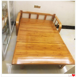 竹木沙发床折叠午休床1.2米1.5米单人床双人床碳化竹床实木床
