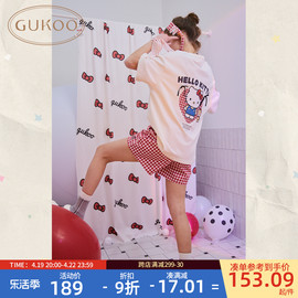 Gukoo/果壳睡衣女夏季HelloKitty联名纯棉女可爱家居服套装B