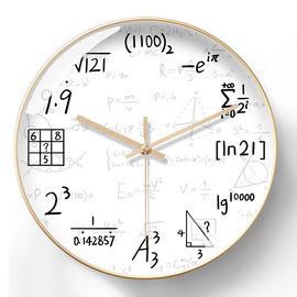 原创意数学挂钟石英钟表理科学，霸数字简易公式时钟培训教室电波钟