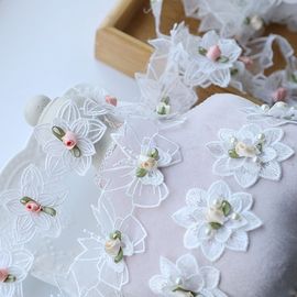 手工钉珠蕾丝蔷薇花朵 服装礼服衣帽装饰材料花边辅料欧根纱立体