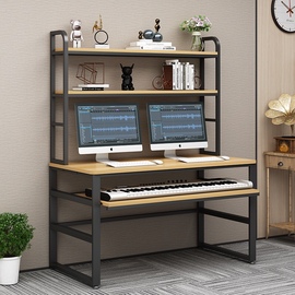 简约书架一体琴桌琴架电脑桌电子琴桌电钢琴音乐编曲工作台