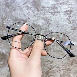 2024防蓝光女款学生近视眼镜男士多边形眼镜框无度数平光镜