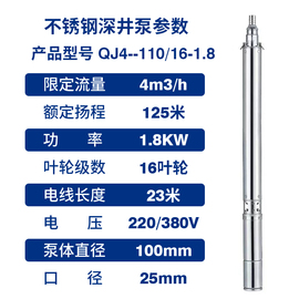 定制深井泵潜水泵家用220V不锈钢抽水泵井水大流量高扬程深水380V