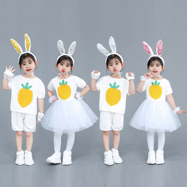 秋冬儿童兔子演出服卡通，小白兔动物服小兔子，舞台表演服装纱裙