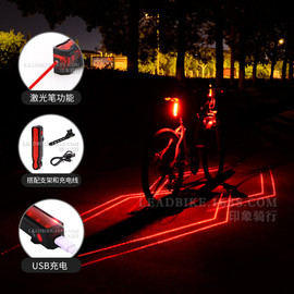 山地自行车尾灯蜘蛛侠创意激光，投影充电夜行夜间安全氛围骑行夜灯