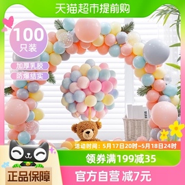 达福芮100个马卡龙(马卡龙，)色气球，婚房场景布置生日派对装饰儿童汽球