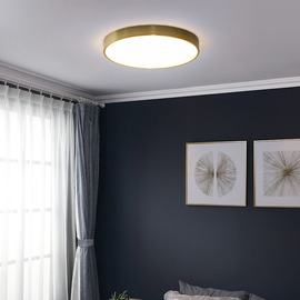 现代简约卧室灯轻奢小客厅创意个性温馨房间书房全铜圆形吸顶灯