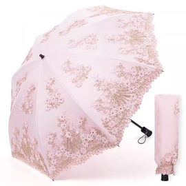 遮阳防晒防紫外线公主，高档洋伞刺绣双层晴雨，两用蕾丝太阳伞女便携