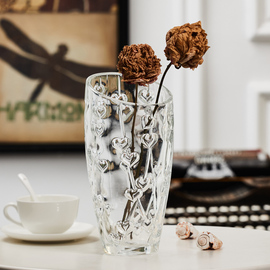 创意水晶之恋透明玻璃花瓶水培，花器富贵竹插花客厅，装饰花艺摆件