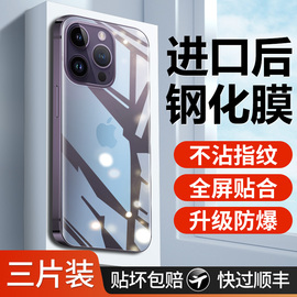 适用iphone13背膜苹果14pro钢化膜14promax手机14plus后盖12promax防窥十三镜头por迷你十二保护mini玻璃pm贴