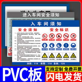 进入车间安全须知标识警示牌禁止烟火注意安全标志标语温馨提示外来访客入施工现场遵守公司规定制度告知定制