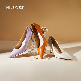 上海时装周同款Nine West/玖熙高跟鞋女气质春细跟胎牛皮单鞋