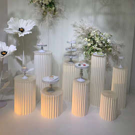 折叠甜品台折纸圆柱子展示架橱窗装饰摆饰布置婚庆道具罗马柱路引