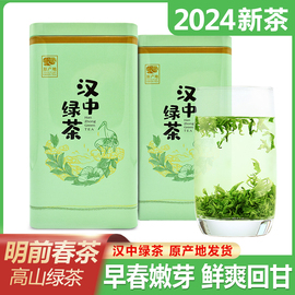 汉中绿茶2024新茶陕青特级西乡炒青陕南高山，云雾富硒茶叶散装特炒