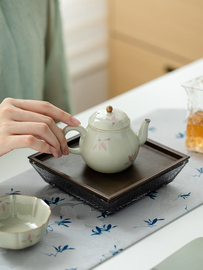 茶壶泡茶家用纯手绘粉兰花梨型壶陶瓷桃花单壶女士专用小壶茶具