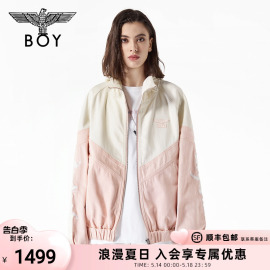 BOYLONDON潮牌短外套男女同款拼接休闲运动减龄连帽夹克春N50901