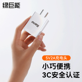 绿巨能USB充电器头10w充电5v2a适用露娜洁面仪手机通用相机电池充电器小台灯小风扇蓝牙耳机音箱充电插头