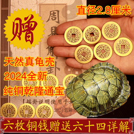 天然乌龟壳真龟甲文玩六十四卦六爻，摇卦工具起卦乾隆铜钱算挂手把