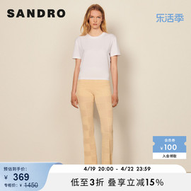 SANDRO Outlet女装春季拼接印花丝巾圆领短袖T恤上衣SFPTS01045