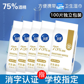 75%酒精消毒湿巾10片装10小包，独立装单片，迷你便携乙醇卫生湿纸巾