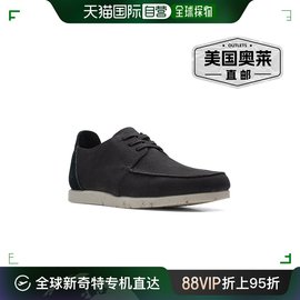 clarksShacrelite Low 男式绒面革休闲时尚运动鞋 - 黑色磨砂革