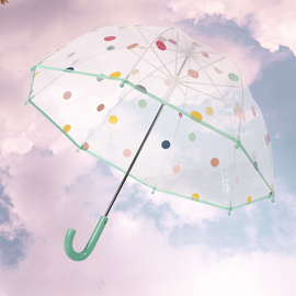儿童夏季雨伞女童宝宝，波点可爱透明小学生拍照轻便可爱透明儿童伞