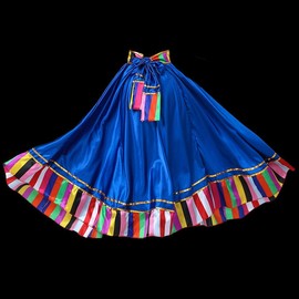 藏族舞蹈演出服装女中老年广场舞套装民族舞台大摆裙练习半身长裙