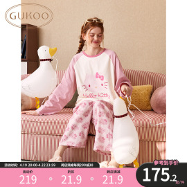 Gukoo/果壳睡裙女春秋hello kitty系列纯棉长袖家居服套装