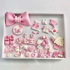 婴儿宝宝周岁小公主衣服棒棒糖，糖果爱心蛋糕，翻糖巧克力硅胶模具