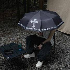 潮牌克罗心雨伞全自动加大双人太阳伞，男女街头风晴雨两用黑胶防晒